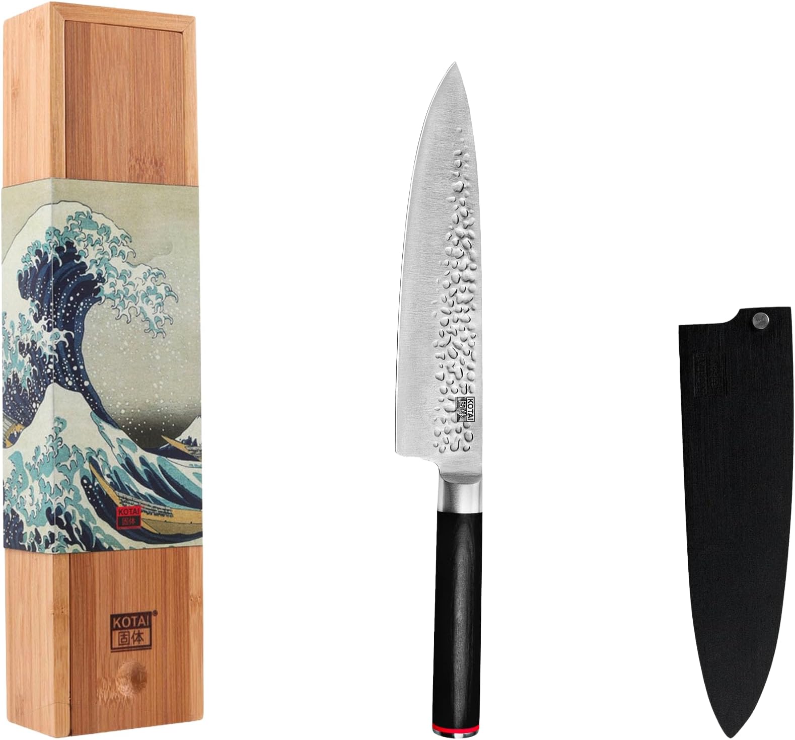 Kotai | Chef's Knife Gyuto | Professional Chef's Knife | Japanese Chef's Knife | 20 cm Blade | Hand Forged Knives | Ultra-Sharp 440C Japanese Stainless Steel | Pakkawood Handle | Full Hidden Tang