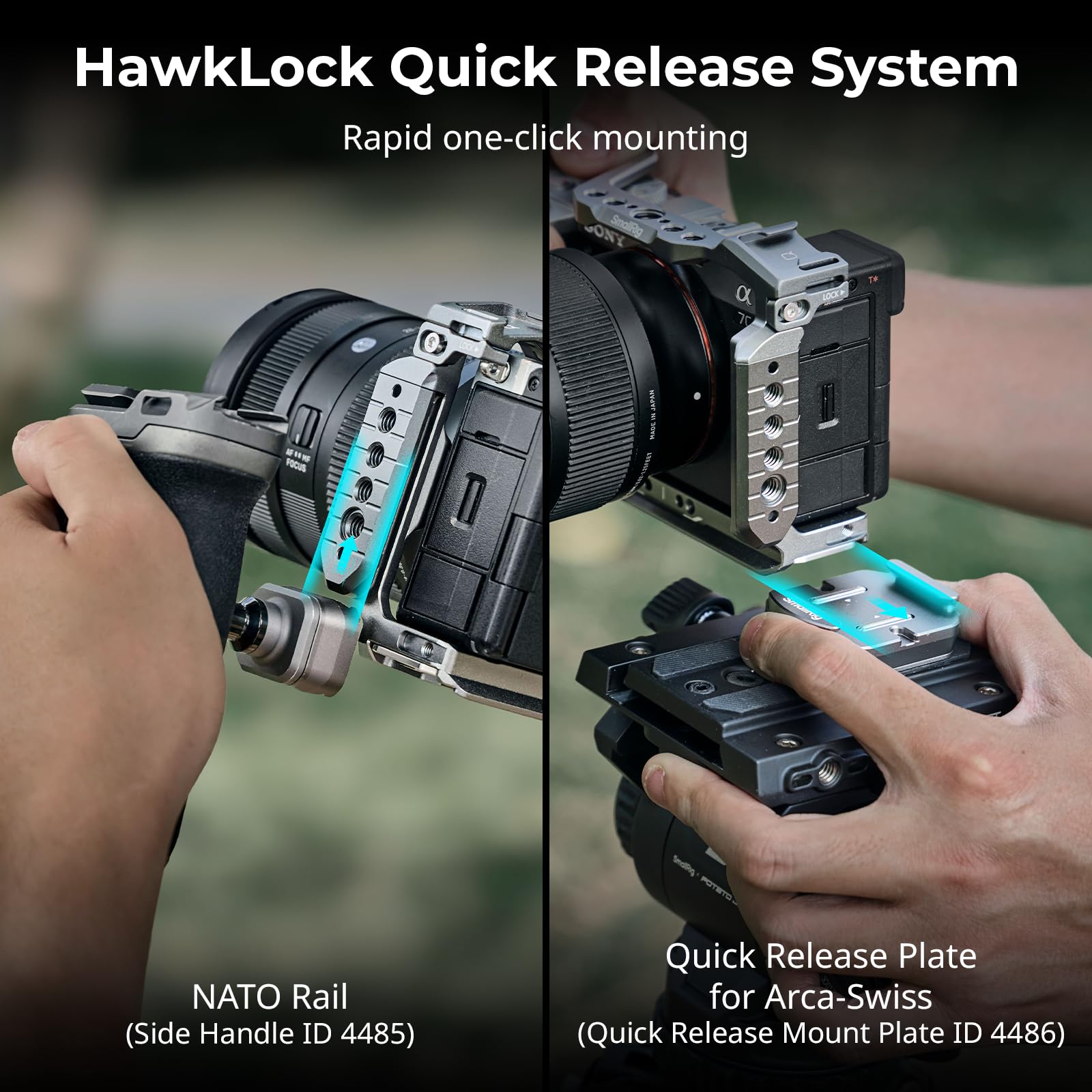 SMALLRIG HawkLock Schnellwechsel Kamerakäfig Kit für Sony A7C II/A7CR mit integriertem Silikongriff, Vlog-Käfig mit vollem Zugriff für Sony Alpha 7C II/Alpha 7CR mit Kabelklemme für HDMI – 5198