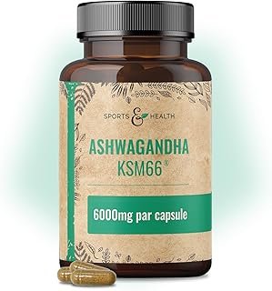 Visuel du produit : Ashwagandha KSM-66 Gélules – Ultra hautement dosé 6 000 mg par gélule – Extrait pur sans additifs – 100 gélules d’Ashwagandha – KSM66 Withanolides