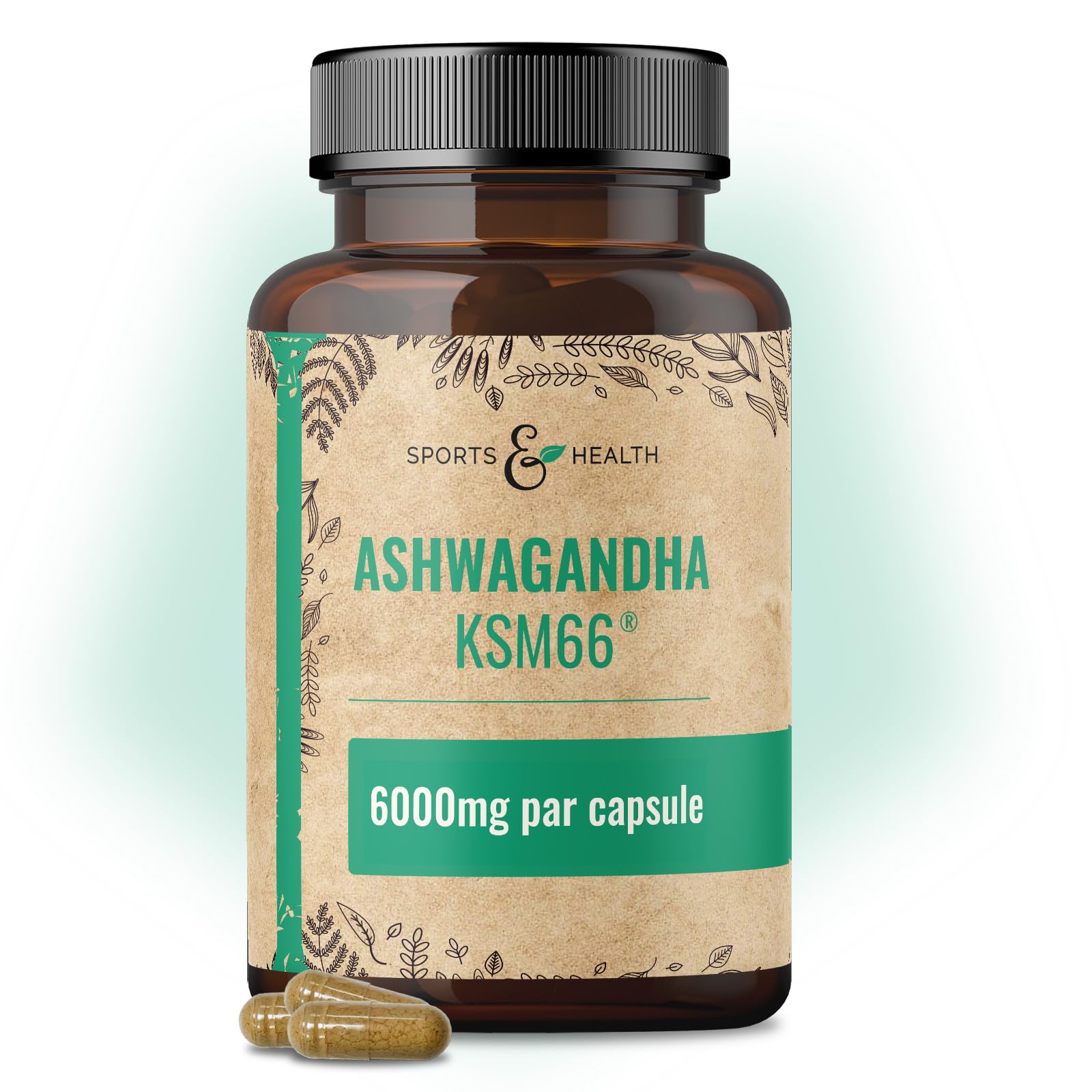 Ashwagandha KSM-66 Gélules – Ultra hautement dosé 6 000 mg par gélule – Extrait pur sans additifs – 100 gélules d’Ashwagandha – KSM66 Withanolides