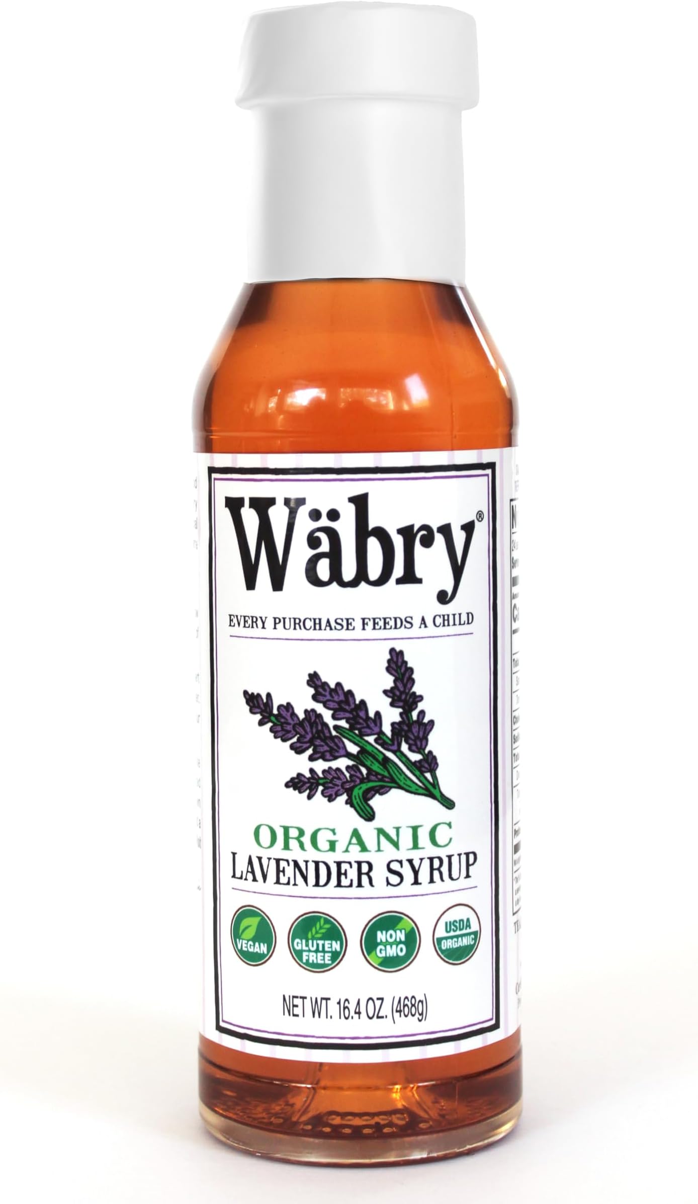 Wäbry Lavender Syrup – 16.4oz (468g), Natural Coffee Syrup, Organic Snow Cone Syrup for Drizzling in Shaved Ice, Lattes, Tea & Soda, Non-GMO, Dye-Free & Vegan Syrups – 12 Servings Per Bottle