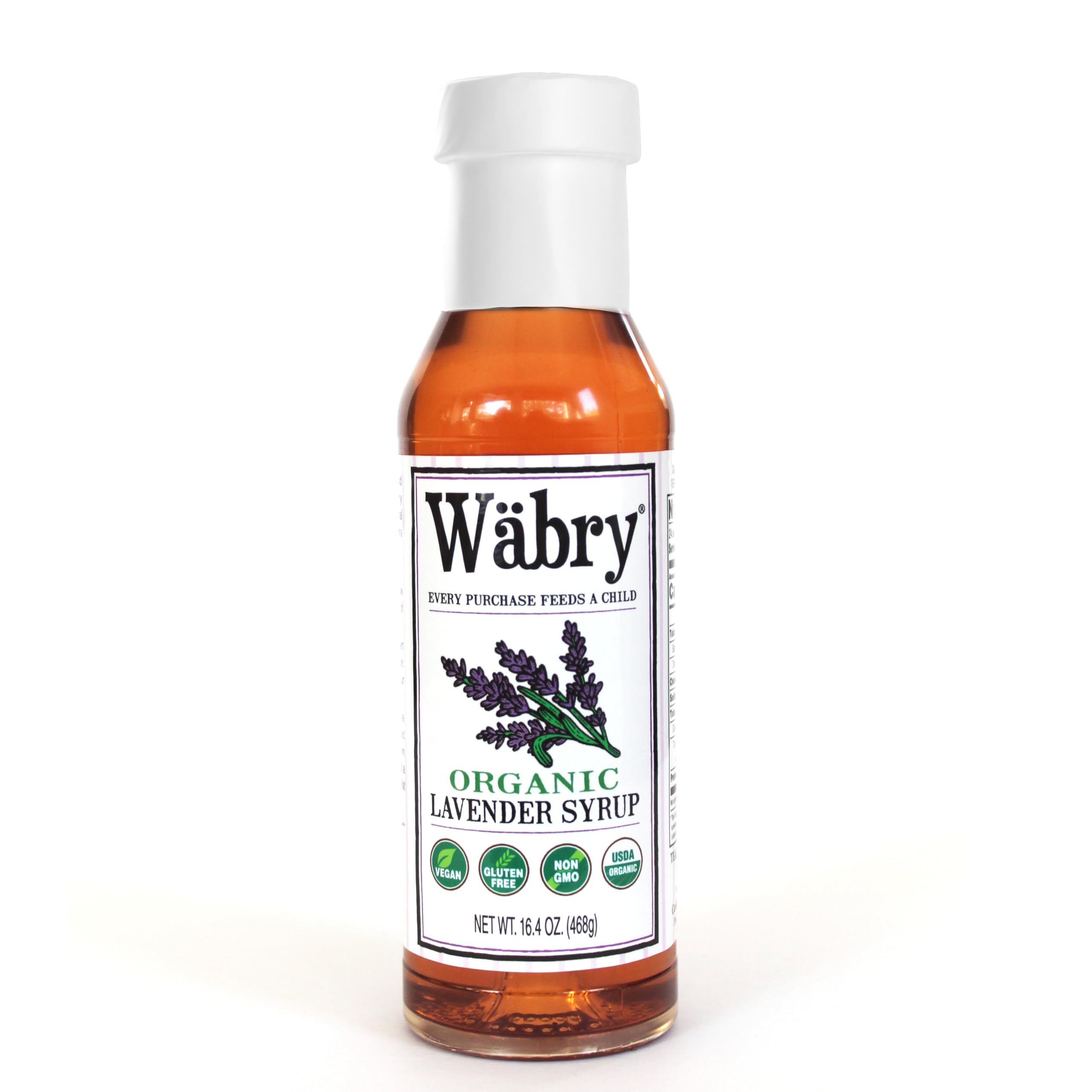 Wäbry Lavender Syrup – 16.4oz (468g), Natural Coffee Syrup, Organic Snow Cone Syrup for Drizzling in Shaved Ice, Lattes, Tea & Soda, Non-GMO, Dye-Free & Vegan Syrups – 12 Servings Per Bottle