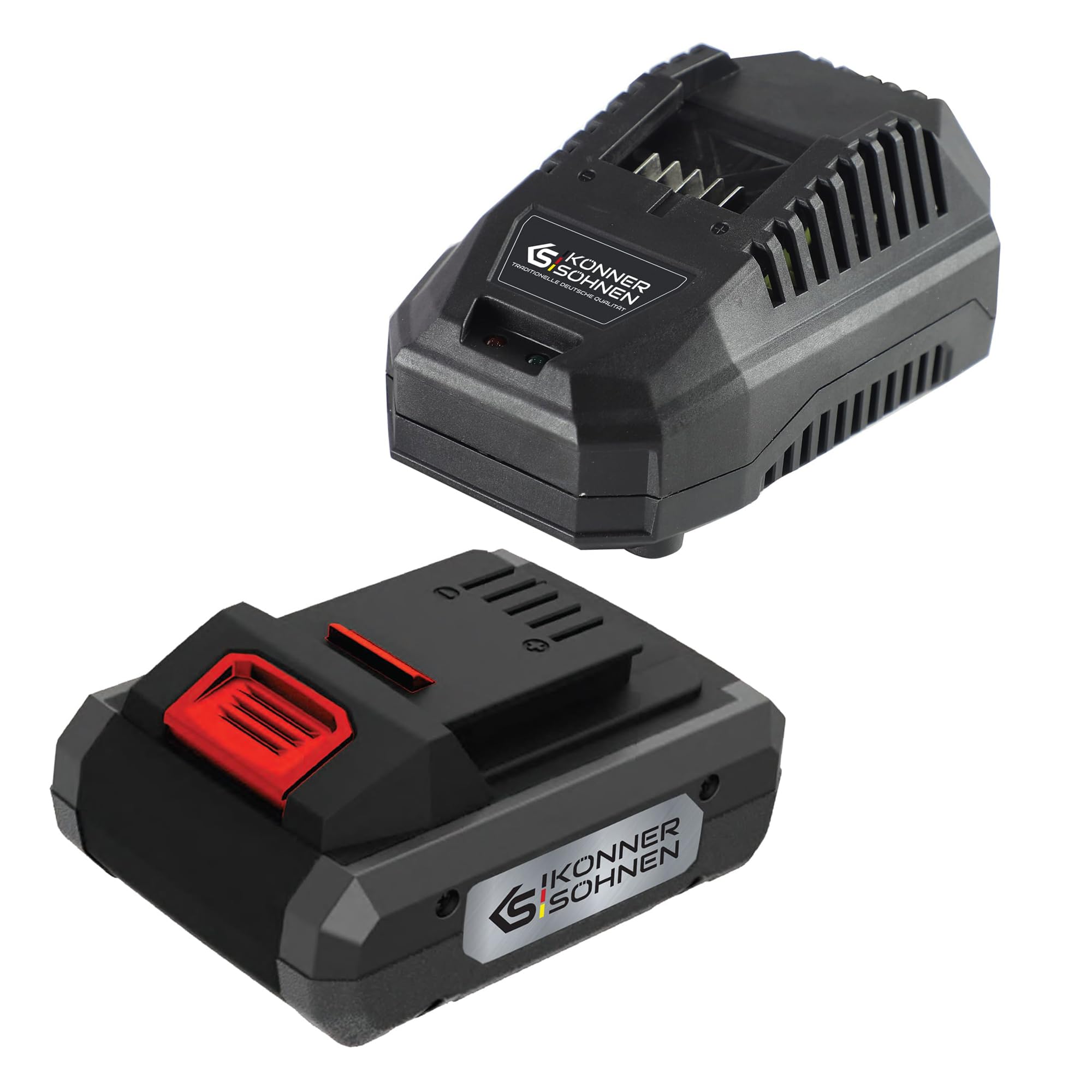 K&S Könner&Söhnen Juego de cargador para batería de ion de litio KS C45A + batería de ion de litio de 20 V KS 20 V4-2, cargador de batería, tensión nominal de salida 21,5 V, corriente de salida