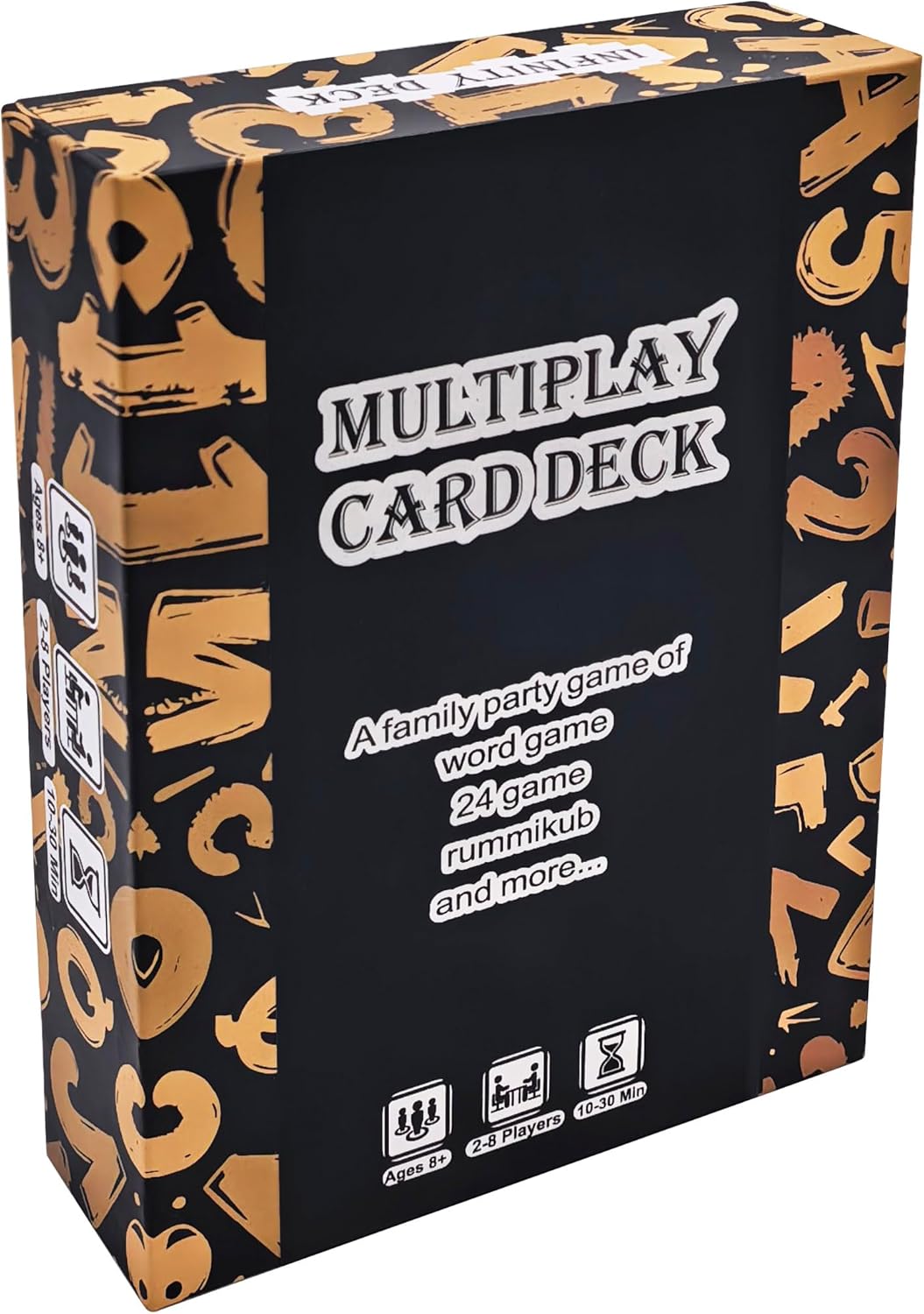 Multiplay Card Deck - 108 Cards Family Party Game Set, 8-in-1 Educational Card Games for Kids & Adults, Includes Word, Rummikub, 24 Math, Picture Story & More for 2-8 Players