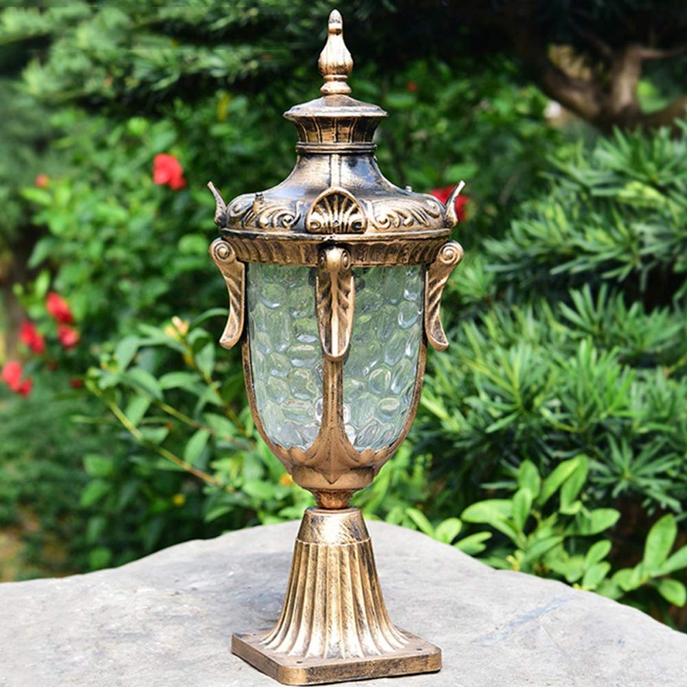 Street Lights Fashion Outdoor Lawn Glass Lantern Table Lamp European Garden Landscape Wall Pillar Post Light Aisle Balcony Watertight Sconce (Column Lamp)