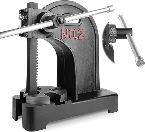 Vista 10 de Prensa de eje de 1 tonelada con volante, altura máxima de 5.5 pulgadas, prensa manual de escritorio de hierro fundido, prensa manual de precisión 1