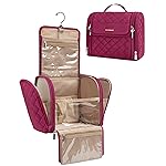 BAGSMART Travel Toiletry Bag, Large Capacity Cosmetic Bags for Women with Hanging Hook, Water-resistant for Toiletries Accessories Brushes Sponge, With Handle