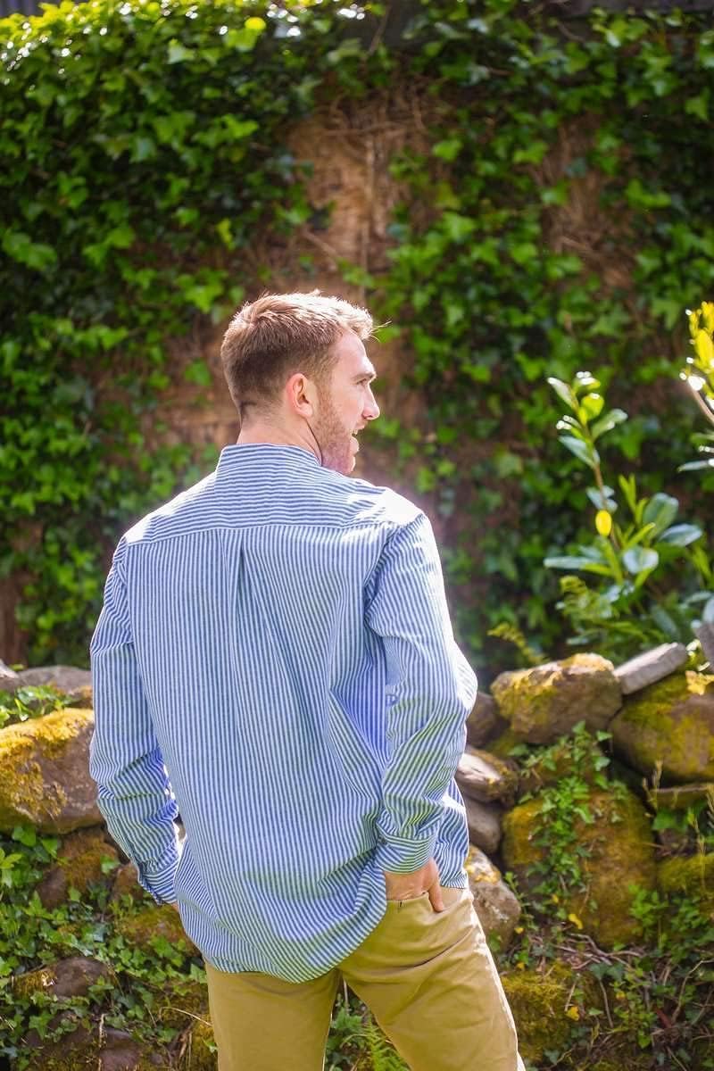 Mens Vintage Style Grandfather Shirt Cotton - Image 5