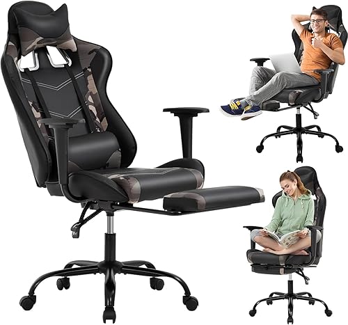 Miniatura 61 de Silla ergonómica para juegos de PC, silla de oficina para computadora, silla giratoria ajustable para videojuegos, silla de carreras con soporte