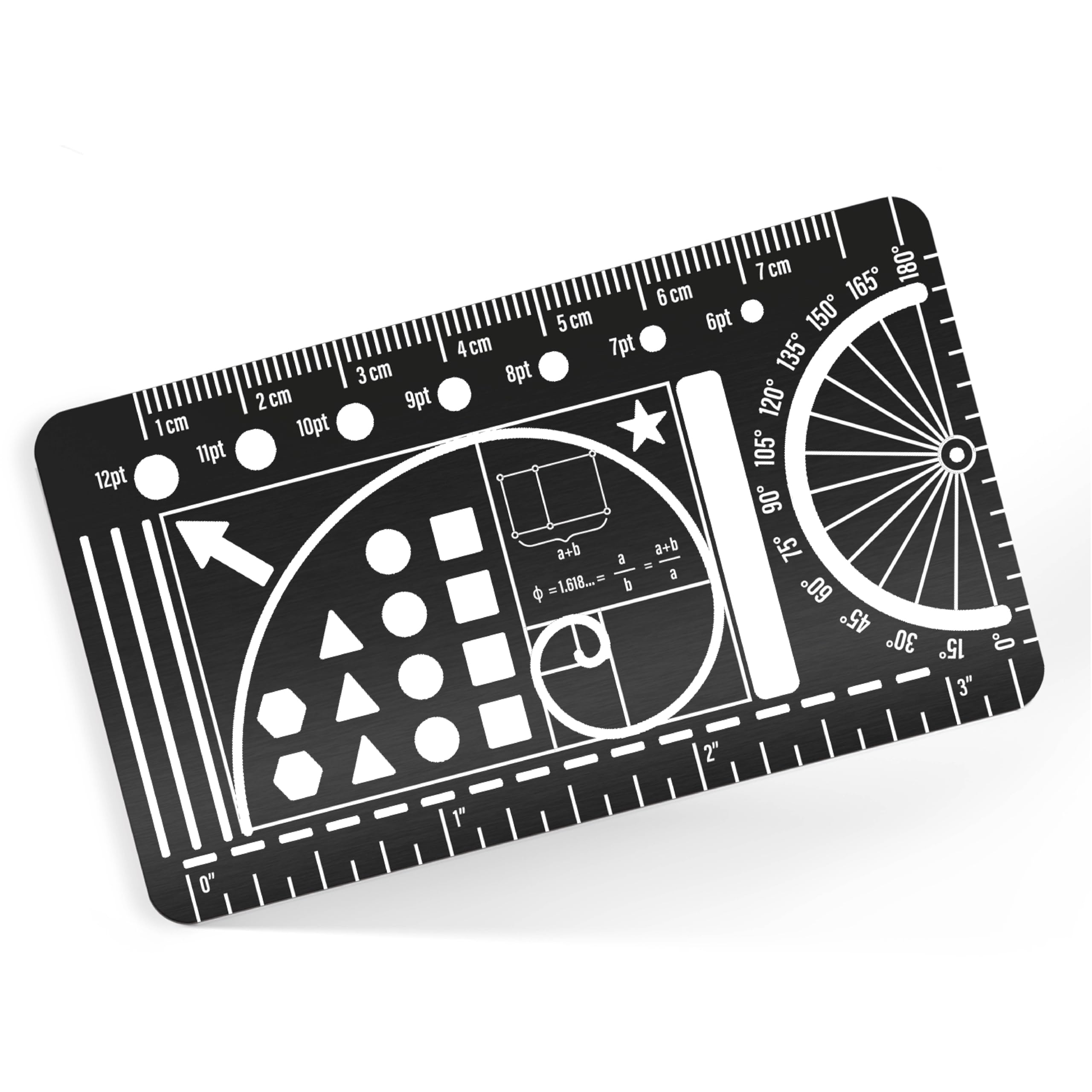 Pocket Journal Stencil - Stainless Steel Metal Bookmark with Circle Template, Ruler Conversion, Protractor & Golden Ratio - Planner Accessories for Journaling, Bible Study, Sketching & Notes