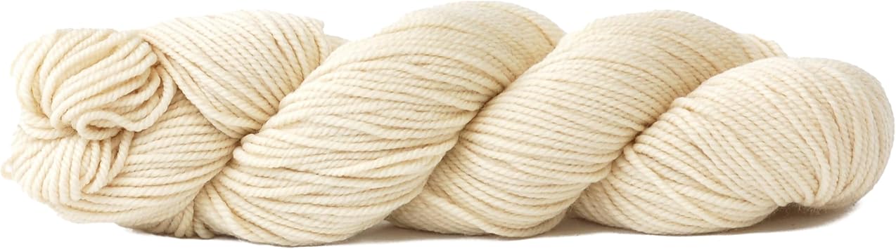 HiKoo Sueno DK Weight Yarn, Superwash Merino Wool and Bamboo Viscose for Knitting and Crocheting, 100 Gram Hank, 255 Yards, #1100 - Natural