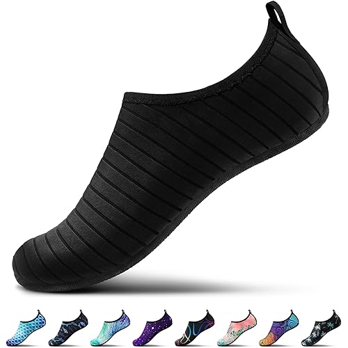 SEEKWAY Water Shoes Women Men Adult Quick-Dry Aqua Socks Barefoot Non Slip for Beach Swim River Pool Lake surf Black SK002(U)