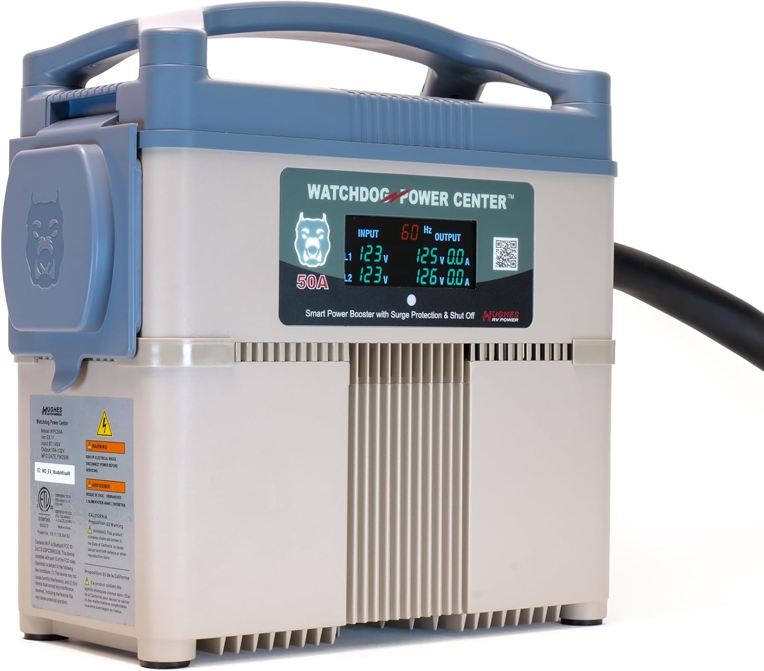 Power Watchdog WPC50A, Power Center - Voltage Booster & Surge Protector with EPO Shut Off, Bluetooth & WiFi, and LCD Display - 50 Amp