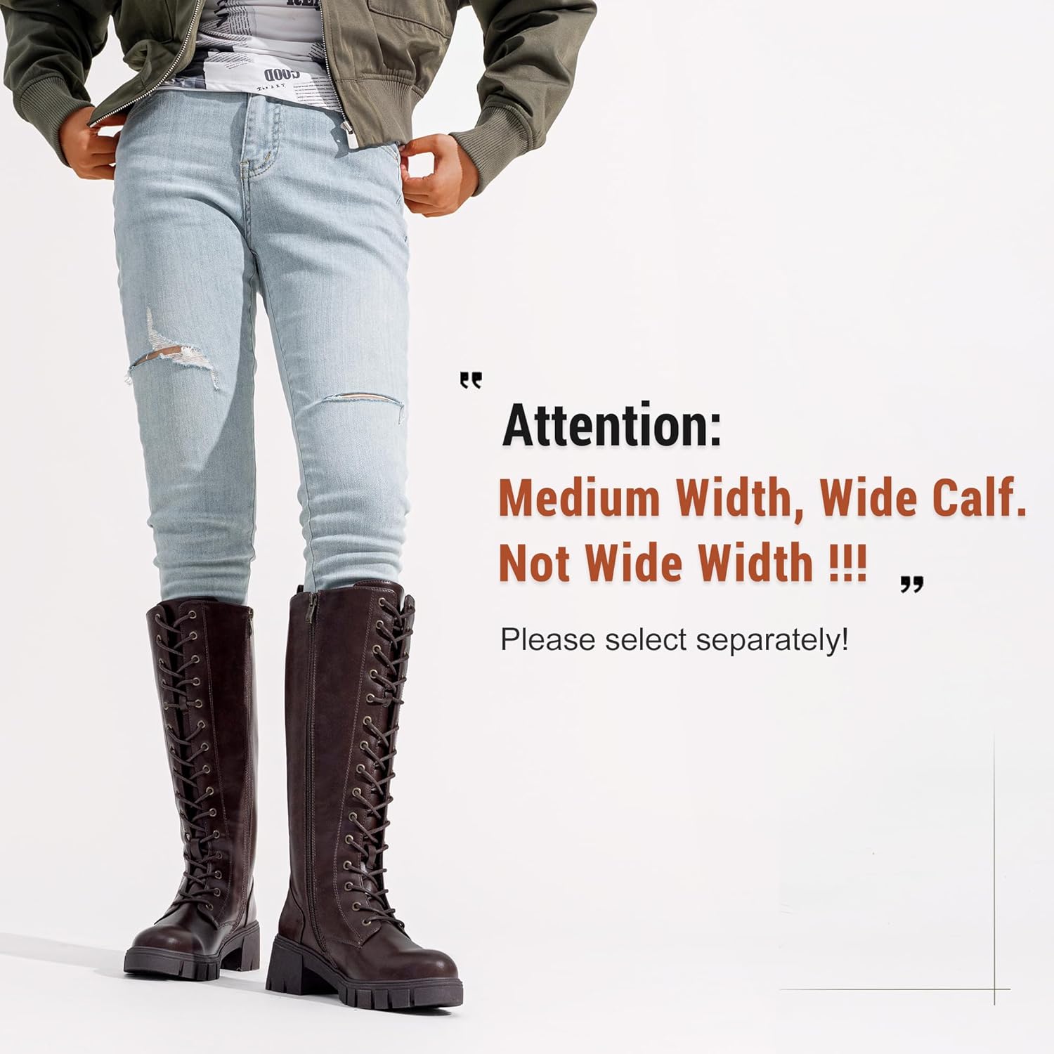 Vepose Women's 953 Knee High Combat Boots Chunky Platform Heel, Lace Up Gothic Punk Work Boots for Dresses and Jeans - Image 2