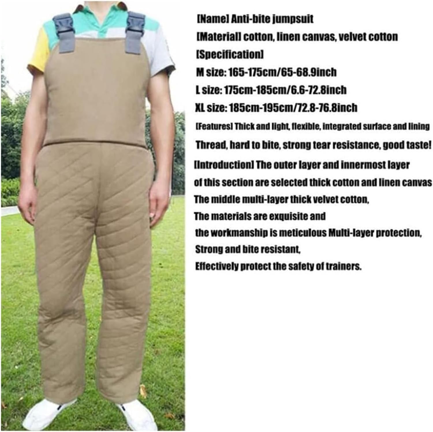 Professional Dog Bite Sleeves Suit, AntiDog Bite Snake Bite Jumpsuit Thickened AntiTear Bite Light and Flexible to Catch Stray Dogs(L)