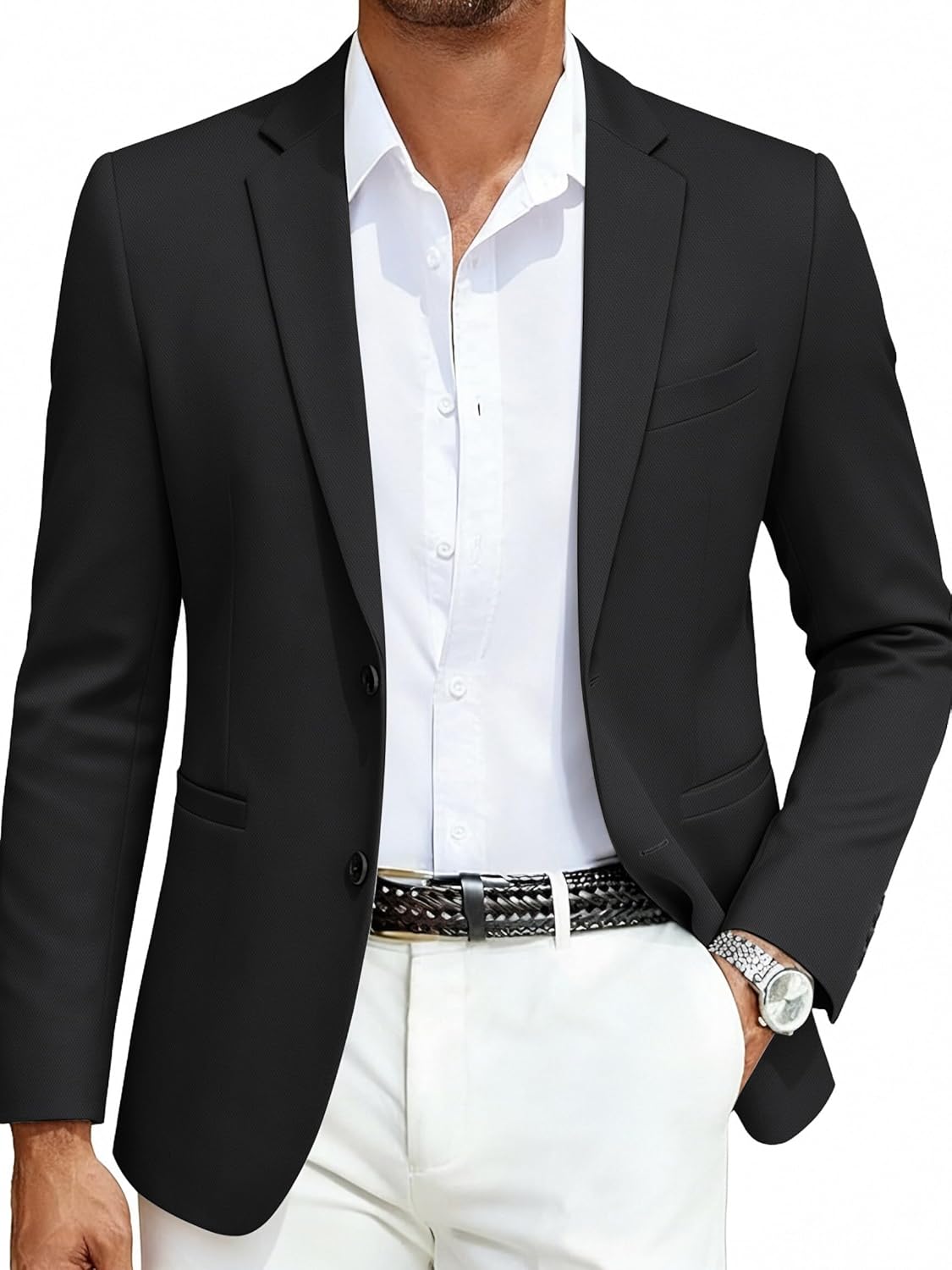 COOFANDY Men’s Casual Blazer Slim Fit Sport Coats Two Button Knit Textured Suit Jacket