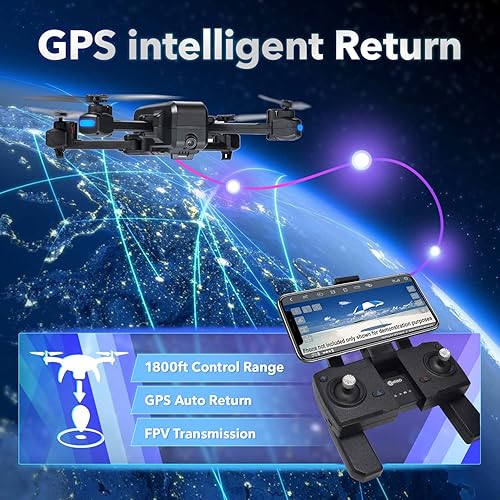 Miniatura 4 de Contixo Dron GPS plegable F22 con cámara 4K, tiempo de vuelo de 18 minutos, sígueme, retorno automático, cuadricóptero RC de largo alcance
