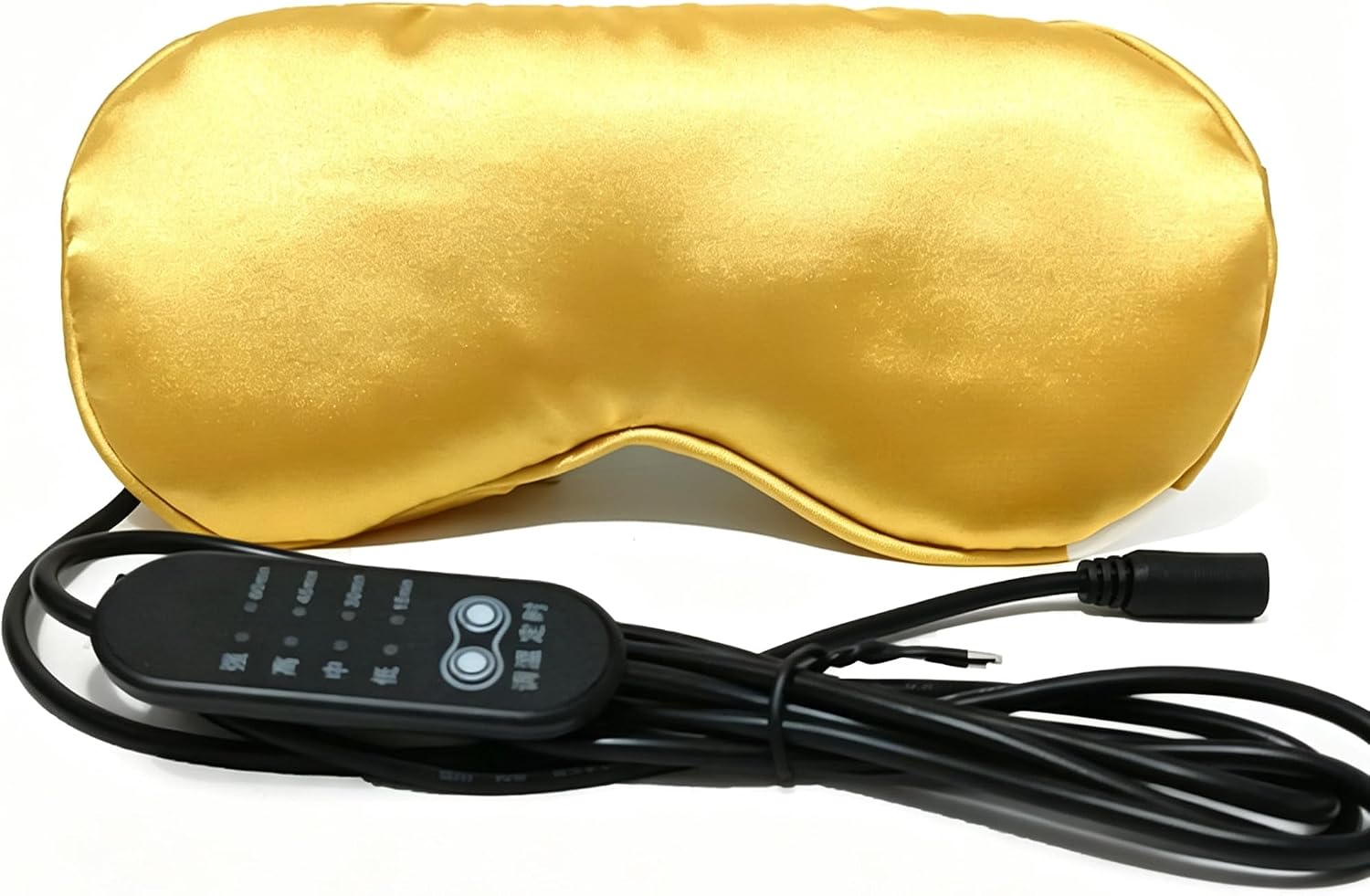 USB Rechargeable Heated Mulberry Silk Eye Mask, Constant Temperature Warm Compress with Moxa Herb Refill Pads, Light Blocking Anti-Wrinkle for Eye Fatigue Relief, Dry Eyes & Deep Sleep (Yellow)