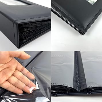 Photo Album 4x6 for 300 Photos Pictures PU Leather Cover for Wedding Albums Family Photo Book Pocket Vacation Birthday Photo Albums Hold (B-Black)