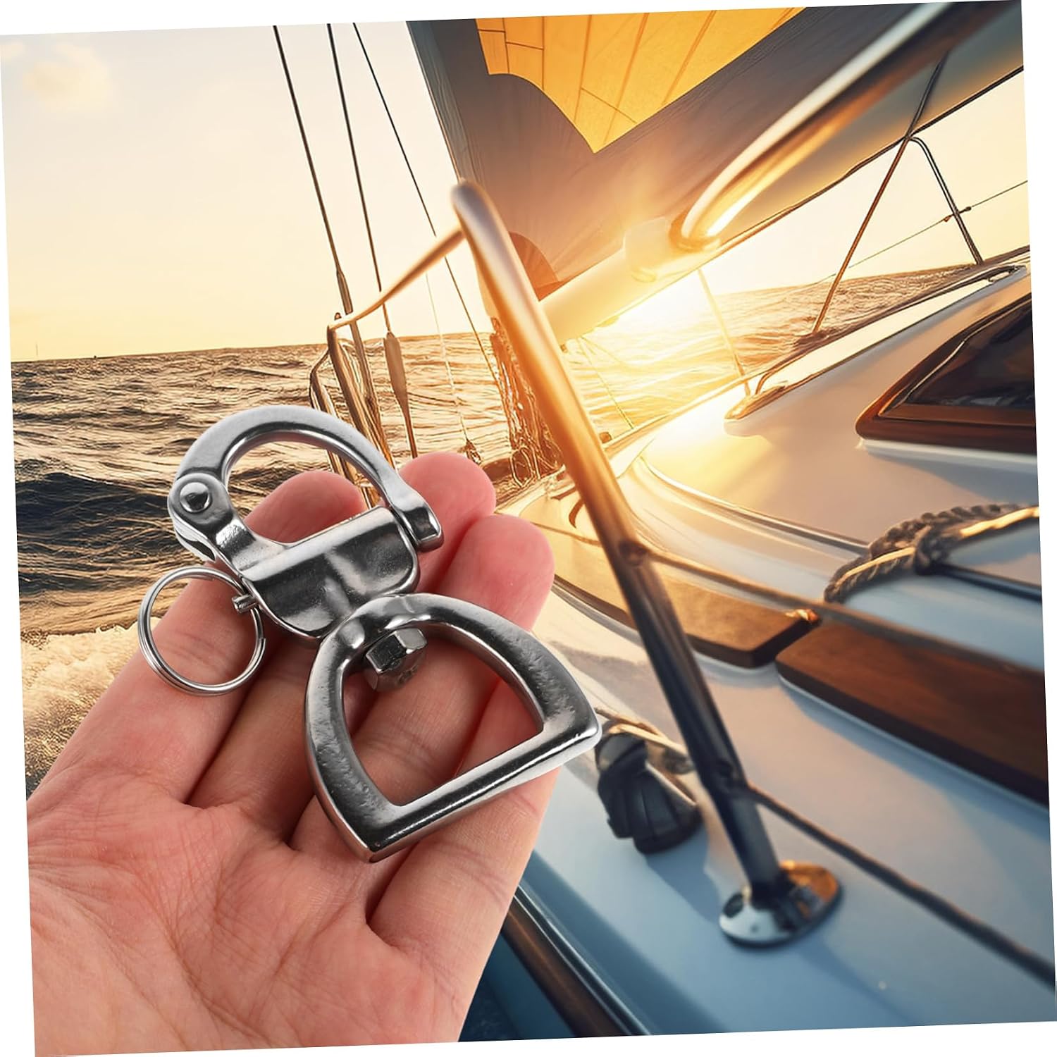 Outdoor Rotating Stainless Steel Shackle Versatile Spring Buckle for Yachts and Sailboats Hook for Camping and Adventure Activities