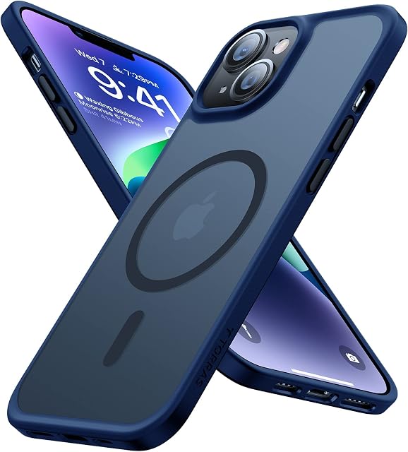 TORRAS Etui do iPhone 13 do Magsafe (ochrona wojskowa) (silna adsorpcja magnetyczna), matowe, smukłe, odporne na uderzenia, etui na telefon komórkowy iPhone 13 Case Guardian Mag, niebieskie