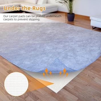 Non Slip Rug Pads Premium PVC Prevents Carpet Slippage Large Size Rug pad Easy Cut-to-Size Perfectly Fits Wood Floors Ceramic Tiles and Smooth Surfaces (2'4')