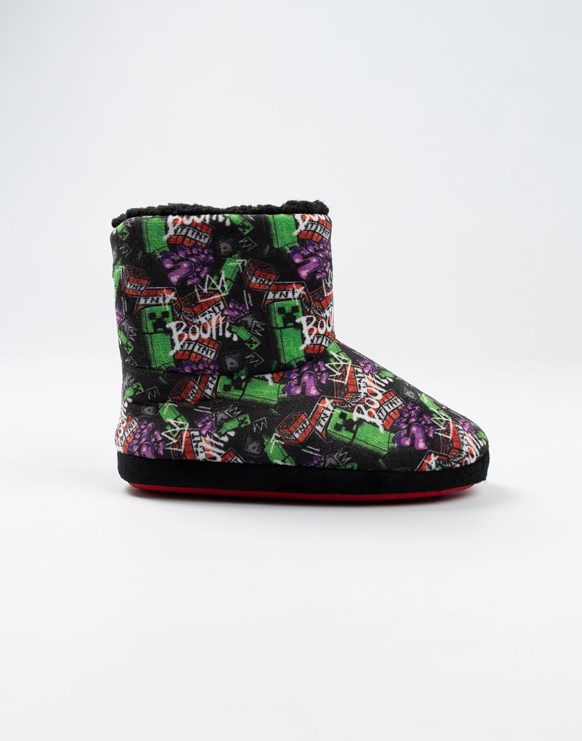 Minecraft Creeper & TNT | Multicoloured Fluffy High-Rise Slippers | Indoor Relaxation Wear | Graffiti Print Design