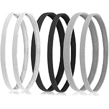 6 Pcs 3 Classic Colors Thin Elastic Sports Headbands No Crease Soft Stretchy Sweatband Fit Running Football Basketball Soccer Tennis Yoga for All People