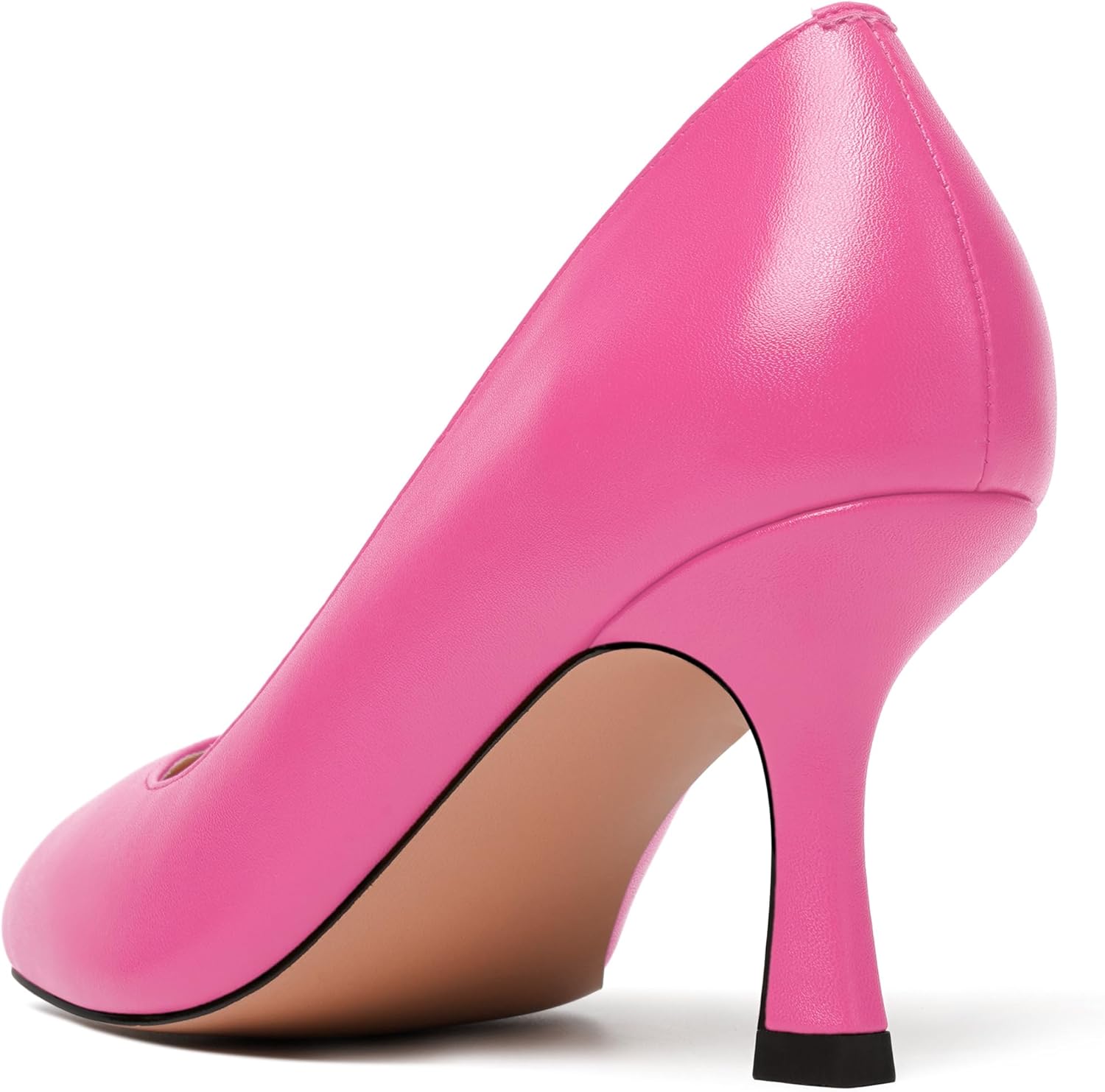 JUSTDANNI Womens Office Round Toe Slip On Comfortable Formal Matte Stiletto High Heel Pumps Shoes 3 Inch