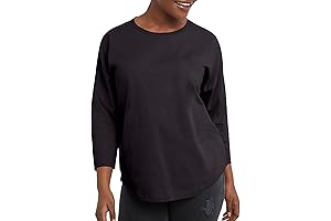 Womens Essentials Three-Quarter Sleeve Tee, Cotton T-Shirt For Women, Classic Fit