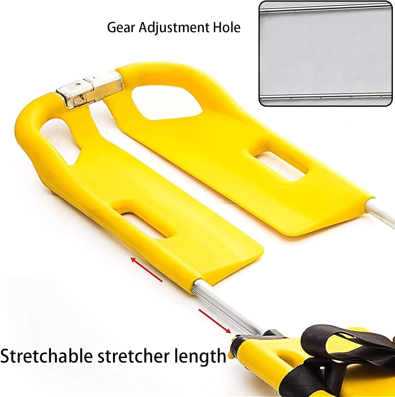 First Aid Stretcher, Spine Board Stretcher Backboard for Patient, Emergency Rescue Back Stretcher, Ambulance Stretcher Gurney, Adjustable Length, with Safety Straps