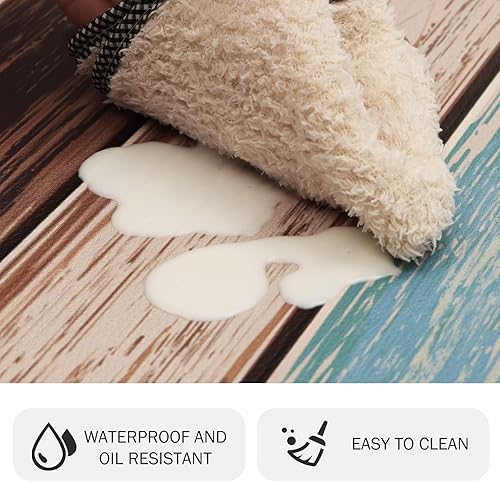 Miniatura 6 de MAYHMYO Alfombra de cocina antifatiga, acolchada, alfombra de cocina de granja, antideslizante, impermeable, alfombras y tapetes de cocina retro con