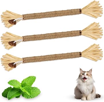 MOXYOY Cat Silvervine Chew Sticks, Cat Chew Toy for Teeth Cleaning, Silvervine for Cats Chew Sticks, Dental Health Benefits, Small & Medium Breeds