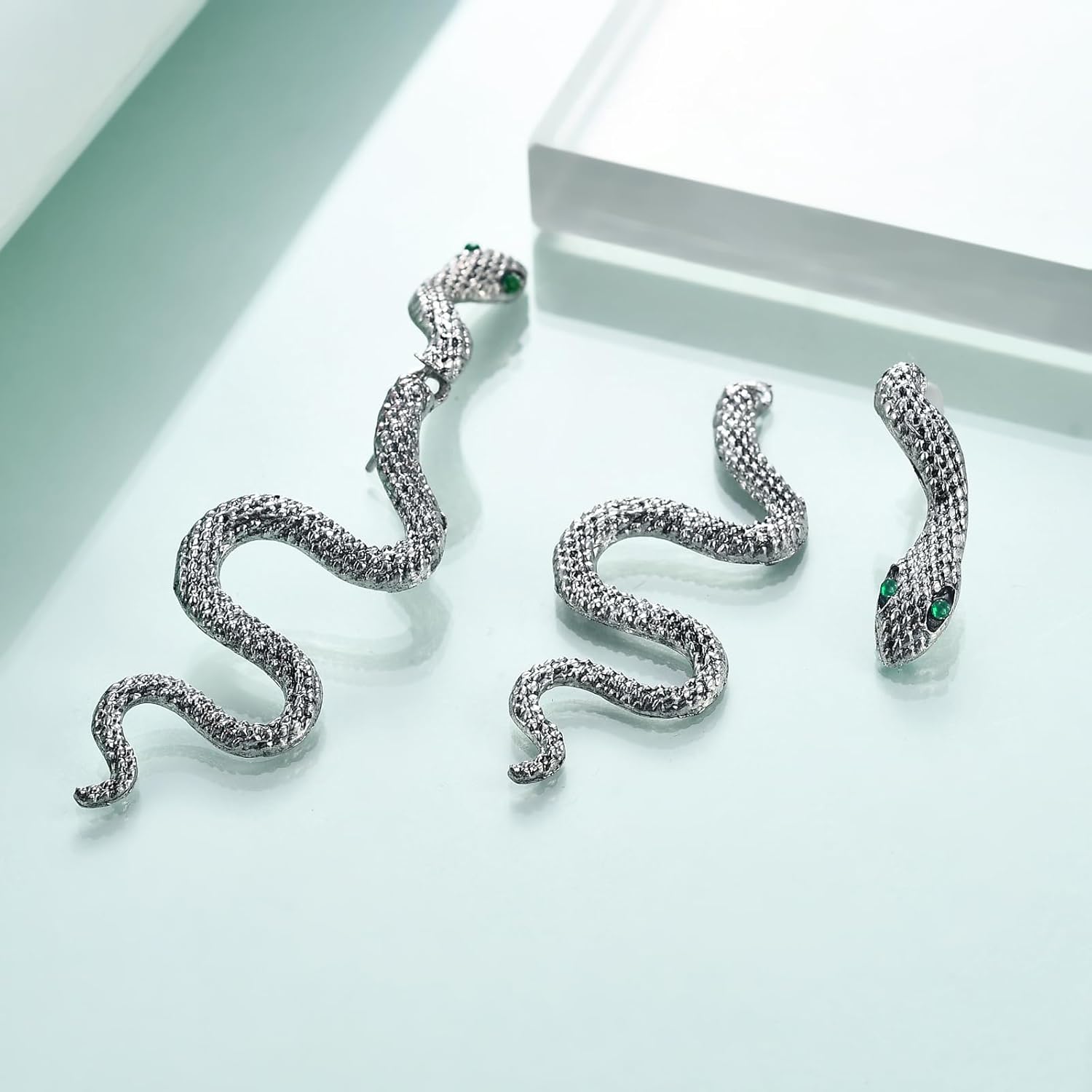 Silver Snake Earrings for Women Men Punk Goth Dangle Detachable Earrings - Image 6
