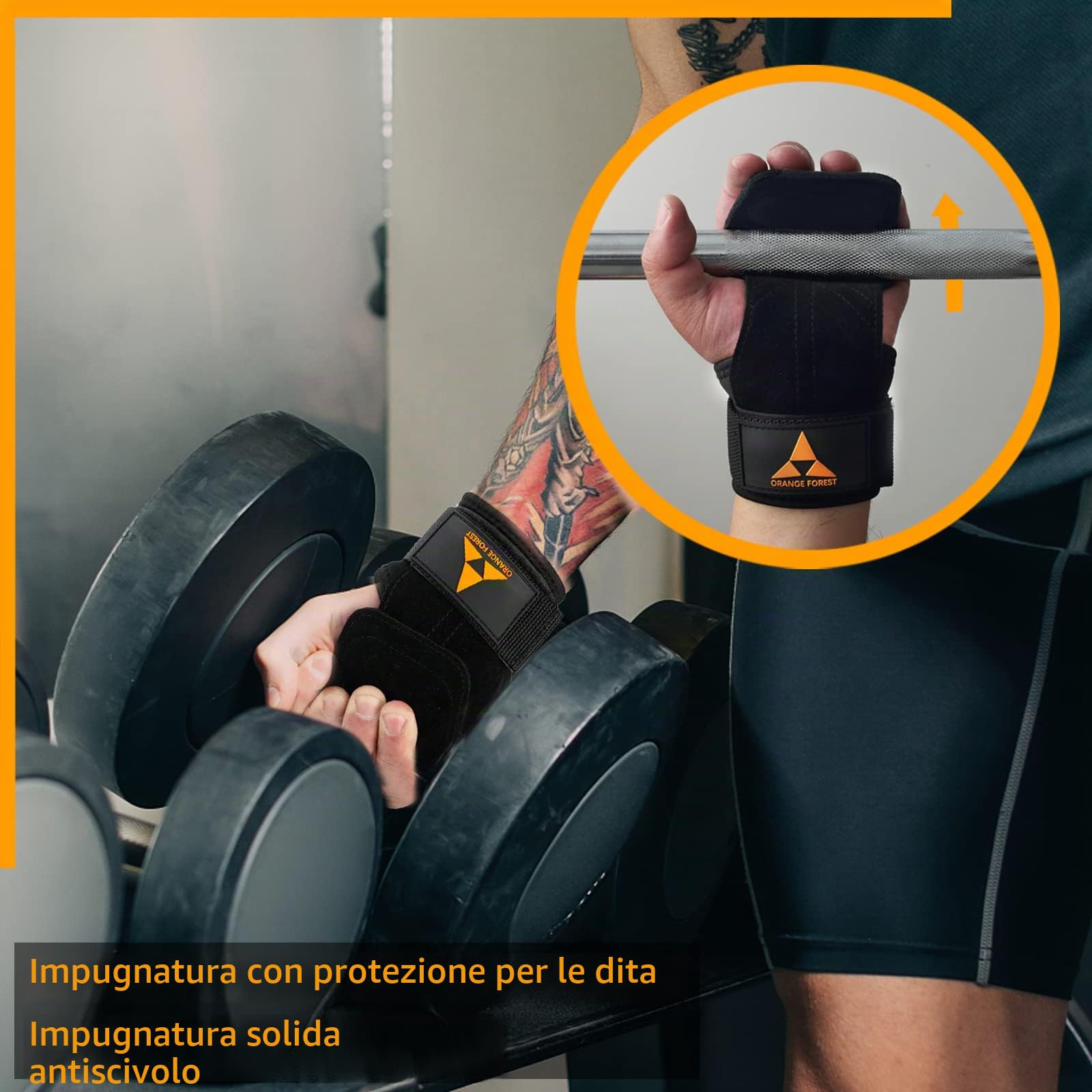 Cinghia da polso per sollevamento pesi con doppio strato in pelle, imbottitura in neoprene, impugnature per sollevamento pesi, sollevamento pesi, per uomini e donne (coppia)