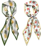 2PCS Scarf Silk Feeling Hair Head Satin Long Neck Fashion Scarfs for Bag Decoration Women Girls Cute 59 * 6.7”