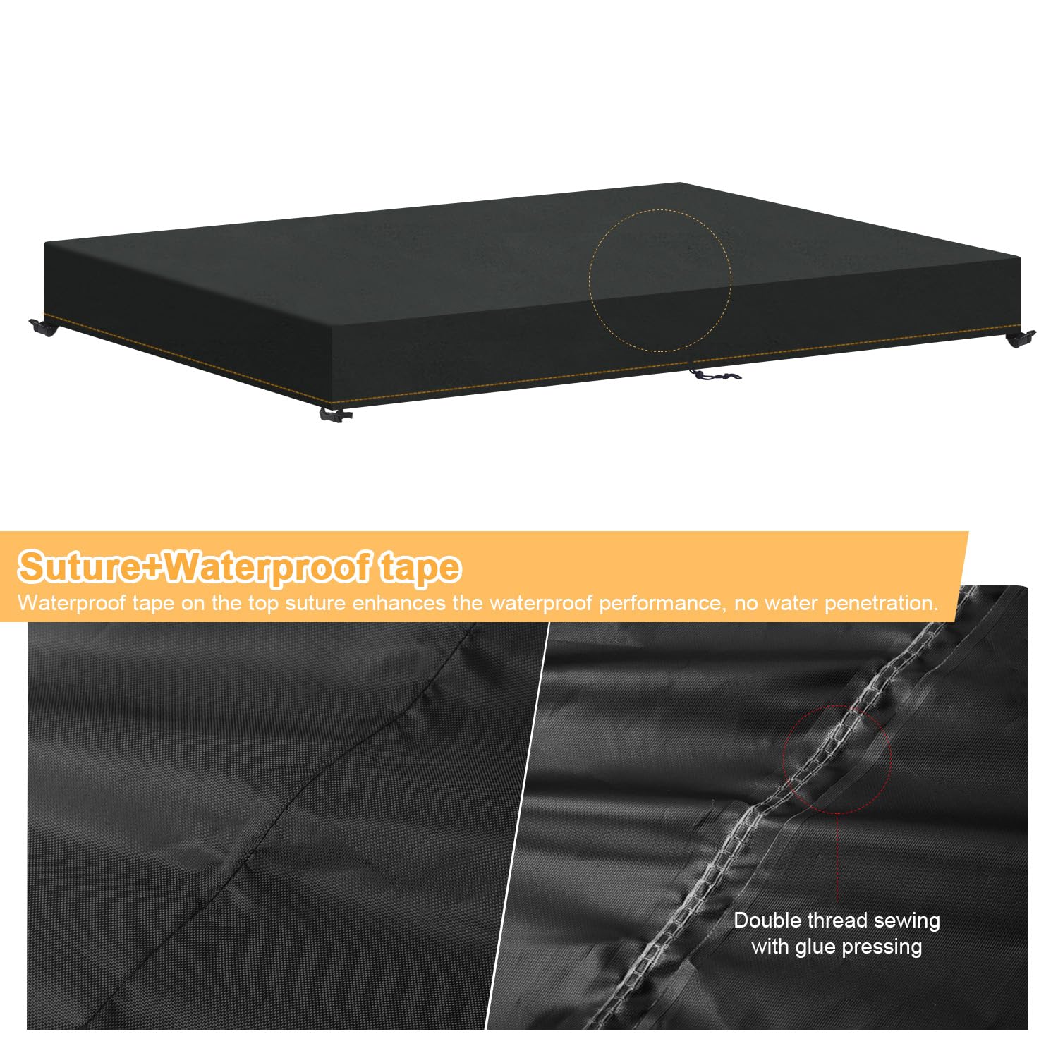 HEIMUNI Outdoor Table Cover Waterproof Garden Furniture Cover Rectangular Garden Table Top Cover, Garden Coffee Table Cover with Drawstring Covers for Outside Garden Table... - Image 5