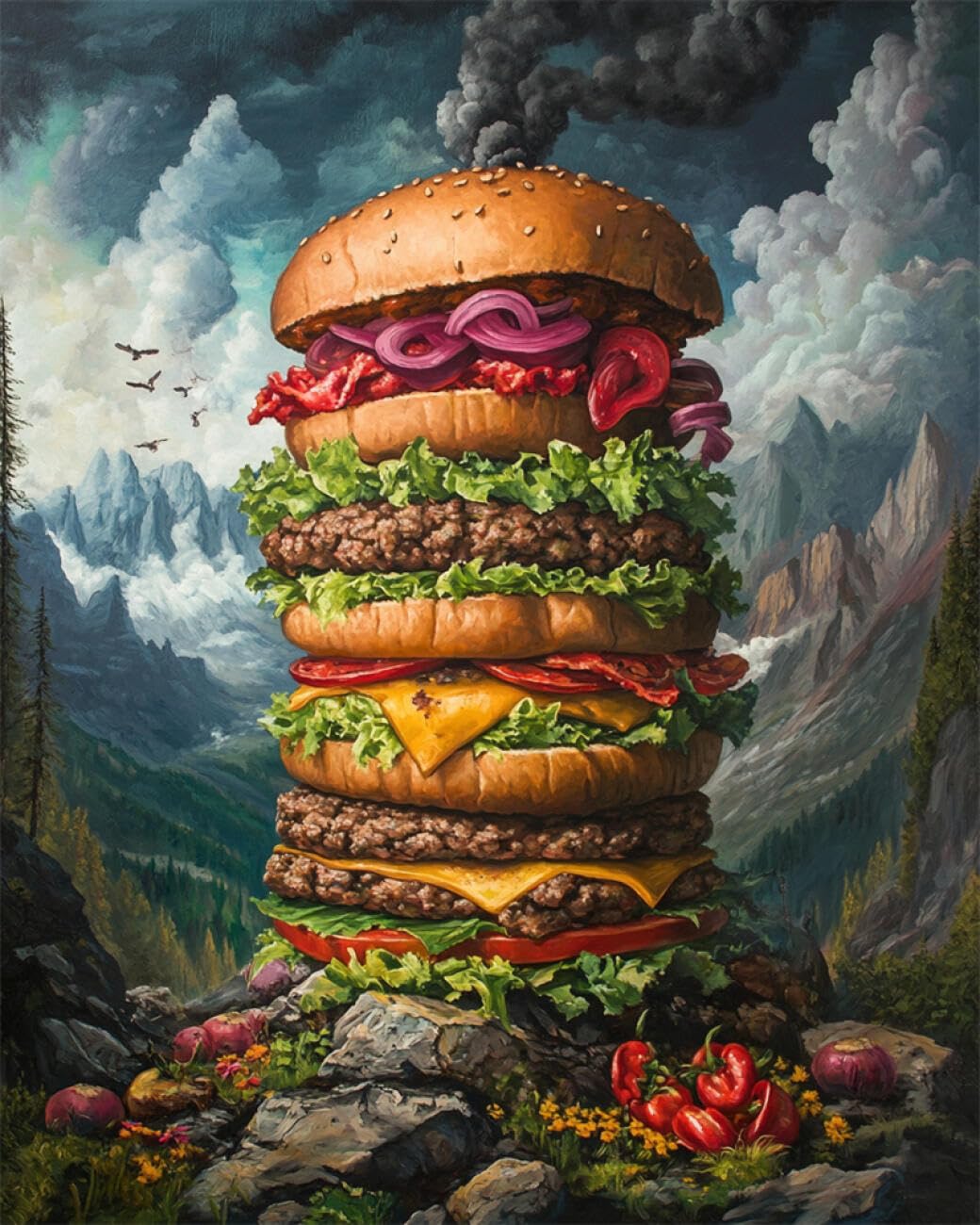 Rqwybcaxn Bead Embroidery Kits Fantasy Burger 40x50cm