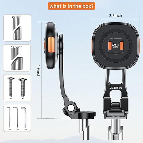 Miniatura 5 de VRIG MG18L Soporte de teléfono para bicicleta, sujeción magnética y bloqueo seguro, soporte universal para teléfono para bicicleta y motocicleta,