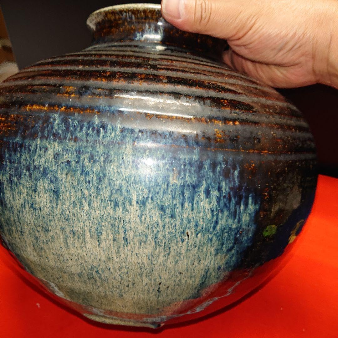 [金森栄一作]銅製:蛍模様花器 金森栄一作]銅製:蛍模様花器