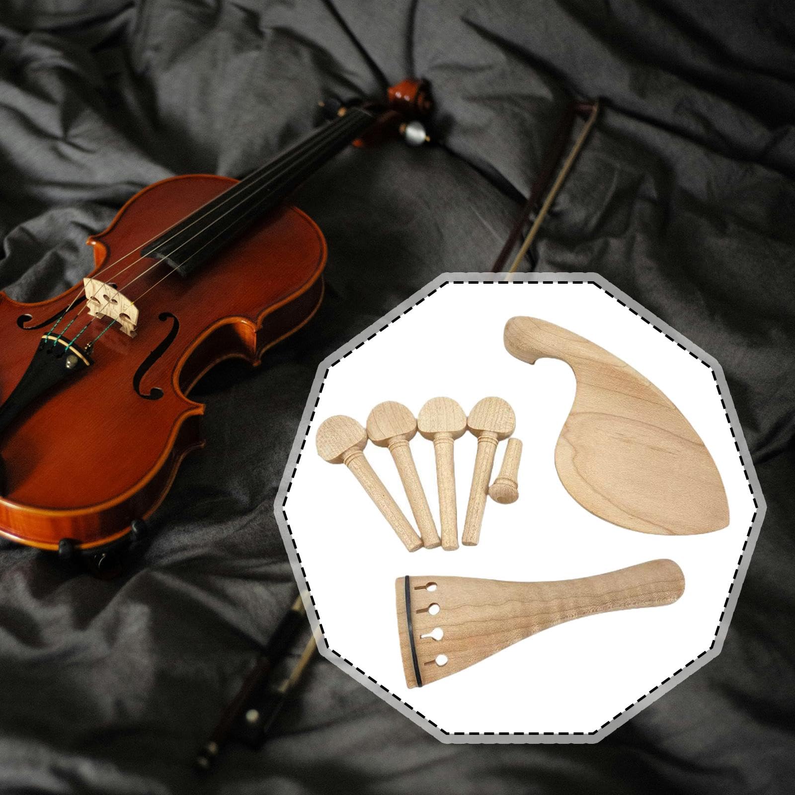 predolo Juego de 7 Piezas para Violín 4/4, Kit de Accesorios para Violín, Clavija para Principiantes