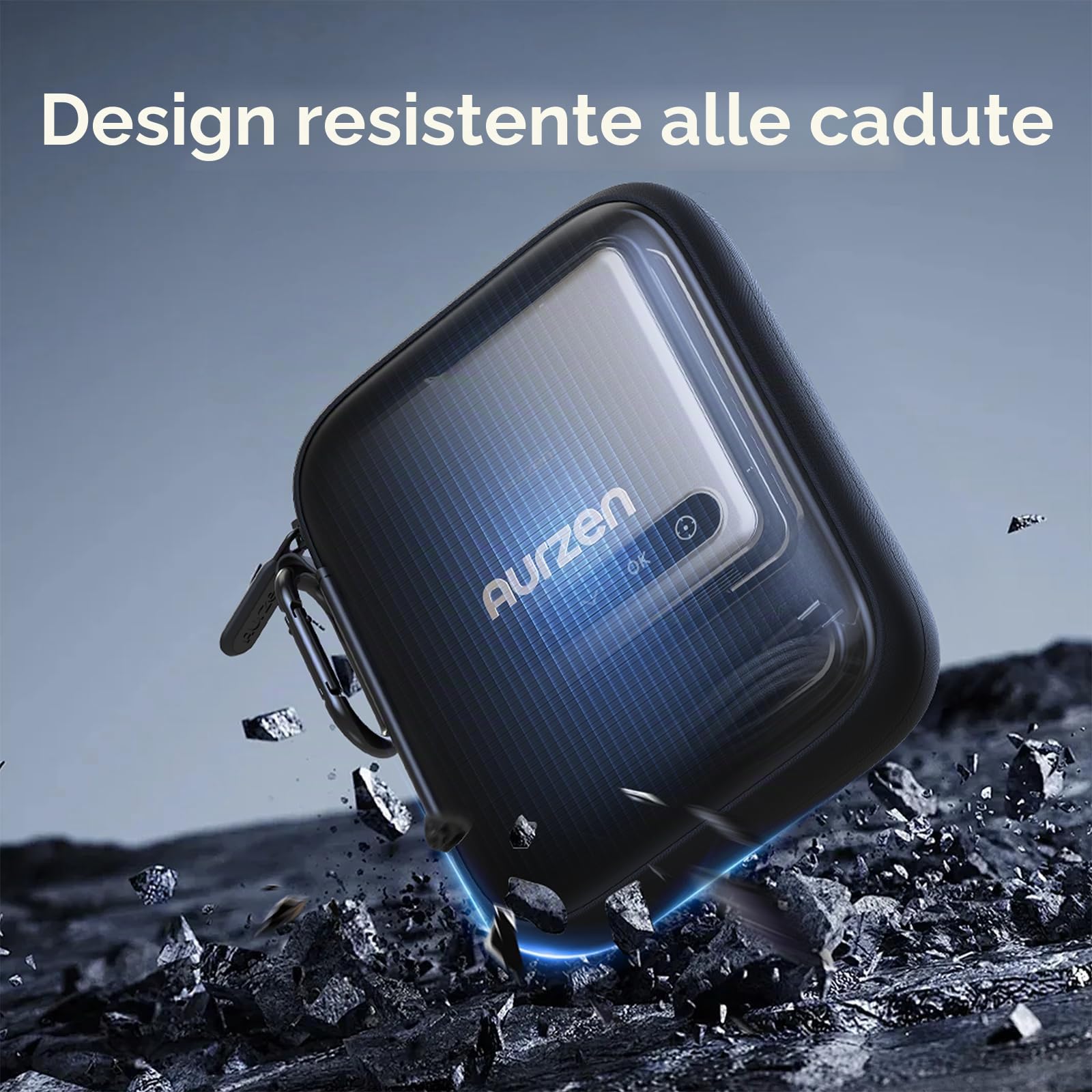 Aurzen Custodia CasePlay per Mini Proiettore ZIP Ultra-Portatile con Cavo di Ricarica USB-C – Impermeabile, Antiurto, Perfetta per Ogni Situazione in Movimento
