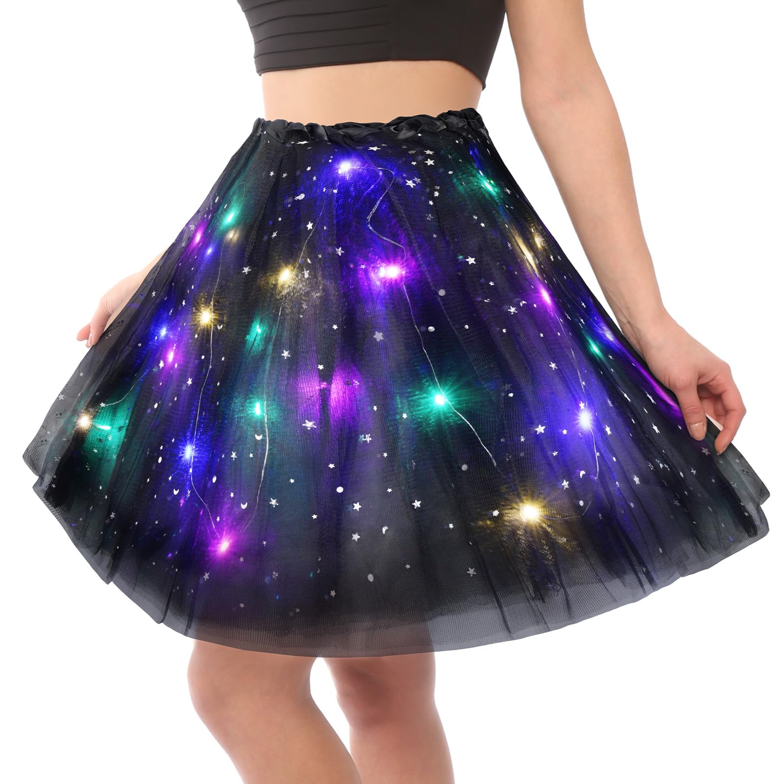 URAQT Gonna Tulle LED per Bambina, con 3 modalità di Illuminazione | Gonna tutù Ragazze in Tulle , Gonna a tutù in Tulle Luminoso, , per Feste Carnevale Halloween Spettacolo Danza Fotografia