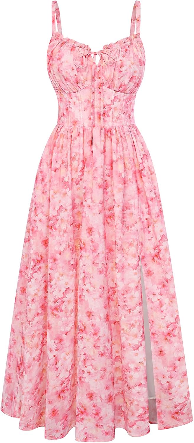 Scarlet Darkness Floral Dress for Women 2026 Corset Milkmaid Sundress Wedding Guest Dresses