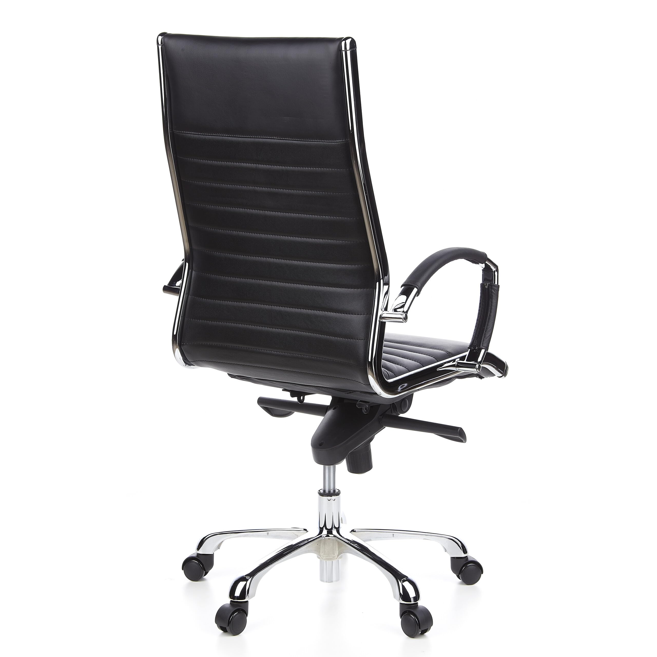 hjh OFFICE 660500 Profi Chefsessel Parma 20 Leder Schwarz Bürostuhl Drehstuhl, hohe Rückenlehne ergonomisch