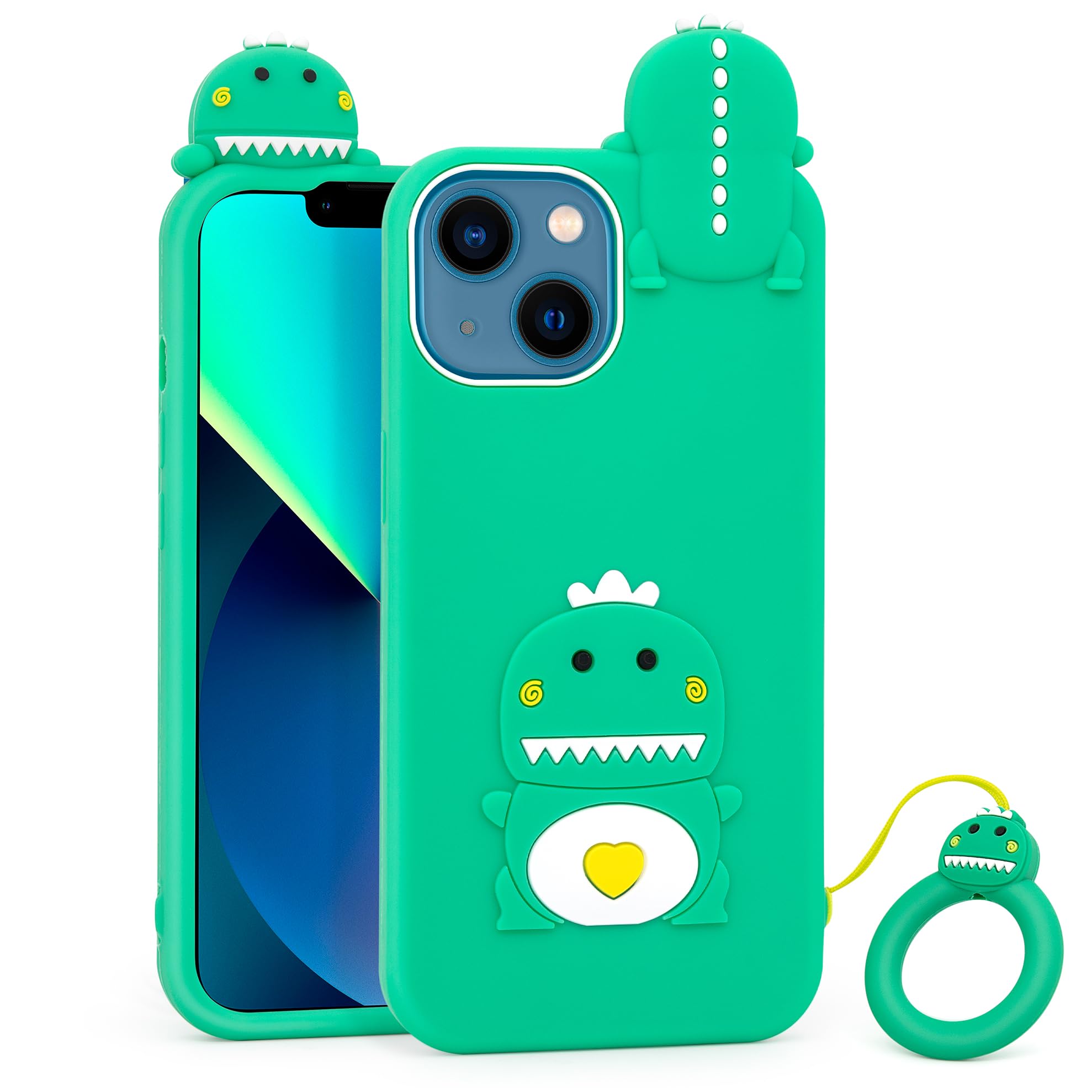 Mouzor Cute iPhone Case, Dinosaur & Animals 3D Cartoon Soft Silicone Shockproof Back Cover for Kids & Women