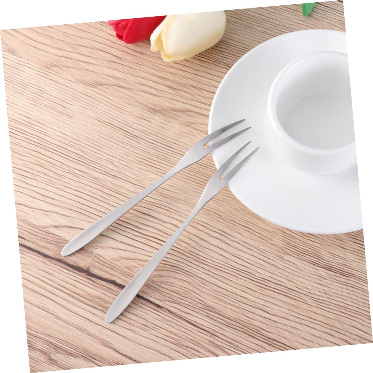 5Pcs Stainless Steel Fruit Forks, Cocktail and Cake Forks, Dishwasher Safe