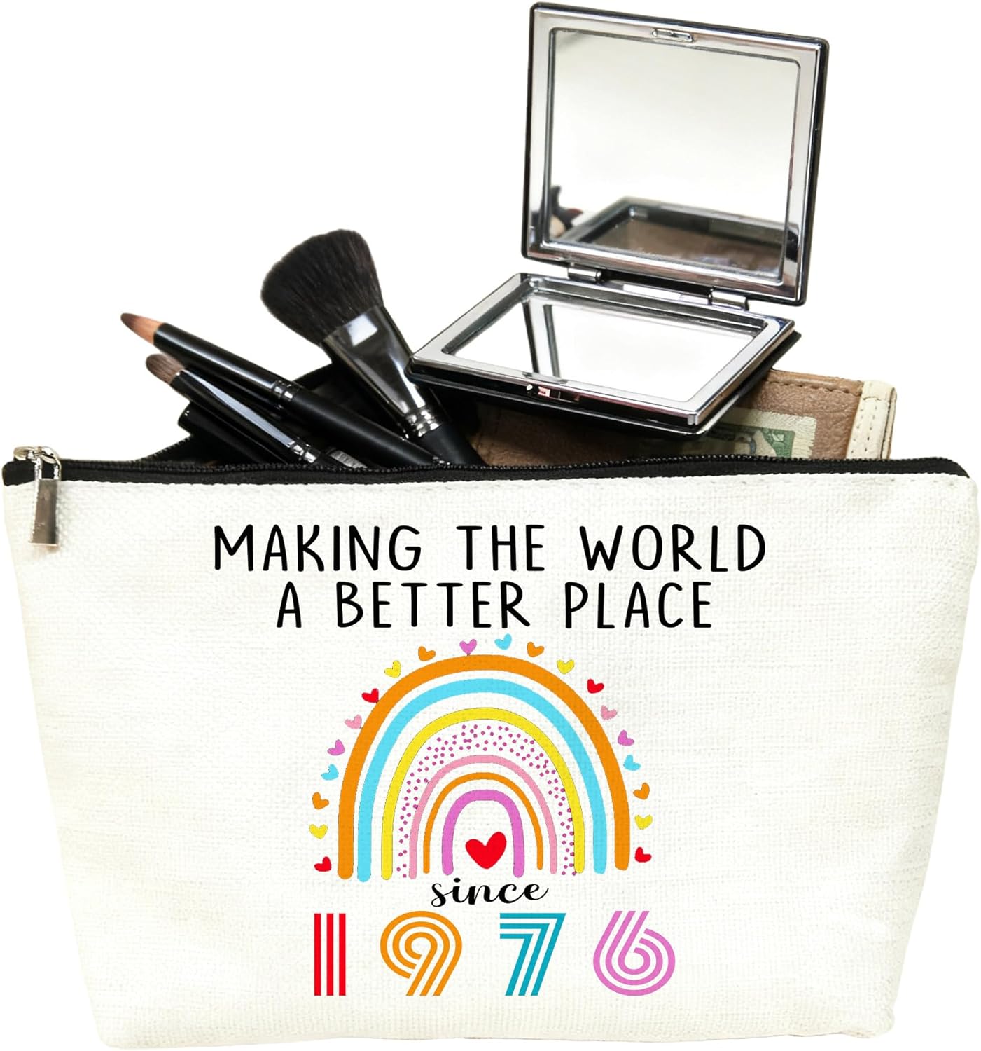 Happy 50th Birthday Gifts for Women Her Cosmetic Bags, 50th Birthday Decorations Makeup Bag, Best 1976 Anniversary 50 Year Old Gift Ideas for Wife, Mom (1976) - Image 5