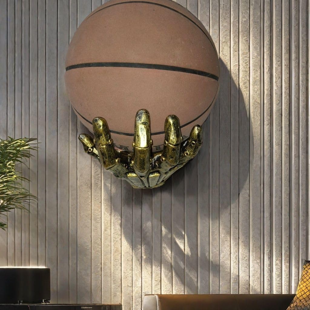 Portapalloni da basket da parete a forma di mano, stile punk meccanico, decorazione da parete artistica, espositore salvaspazio, decorazioni per palloni da basket, espositore per palloni