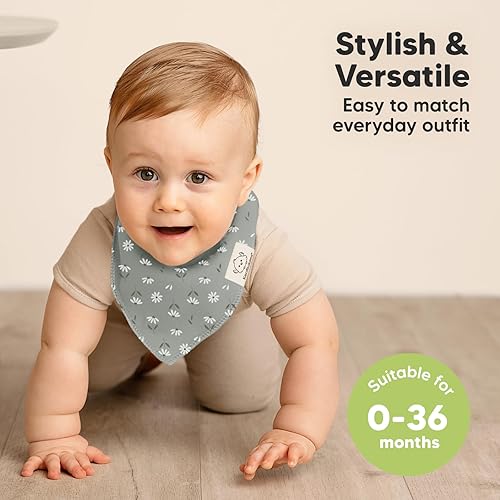 Miniatura 335 de KeaBabies 8 unidades de baberos tipo bandana orgánicos para niñas - Baberos tipo triángulo súper absorbentes para bebés que babean y están en